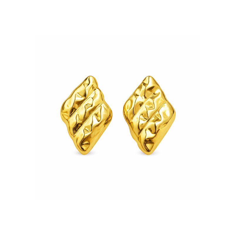 Gold Textured Statement Stud Earrings