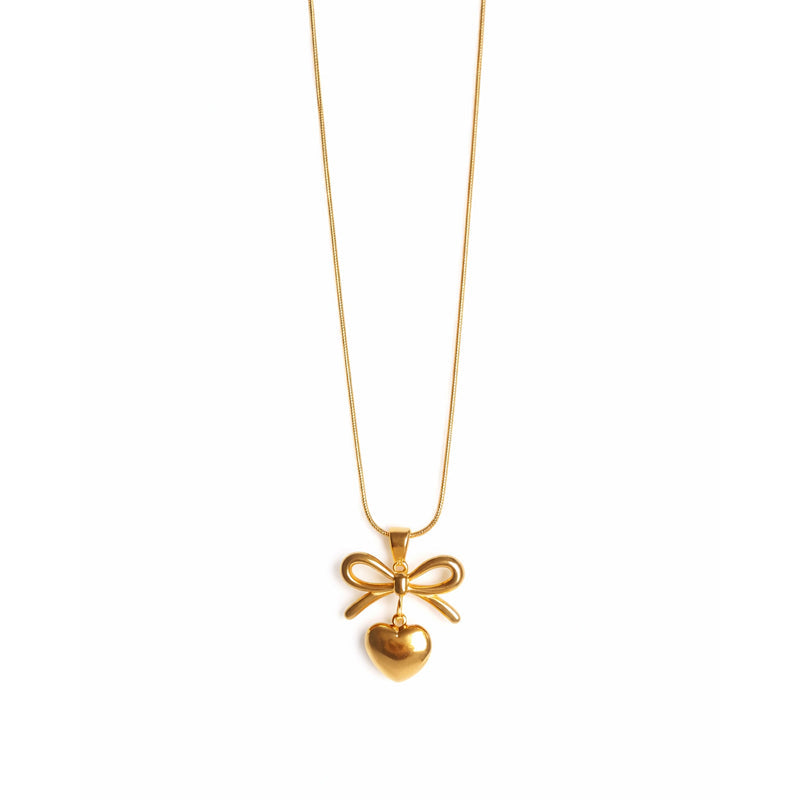 Bow Heart Necklace