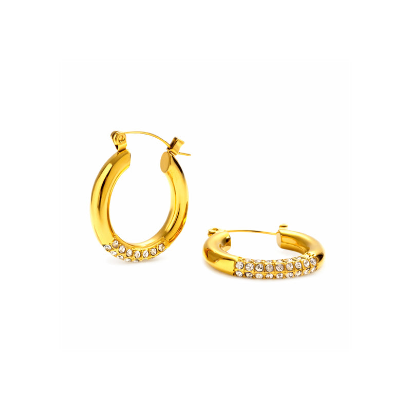 Gold Crystal Hoop Earrings