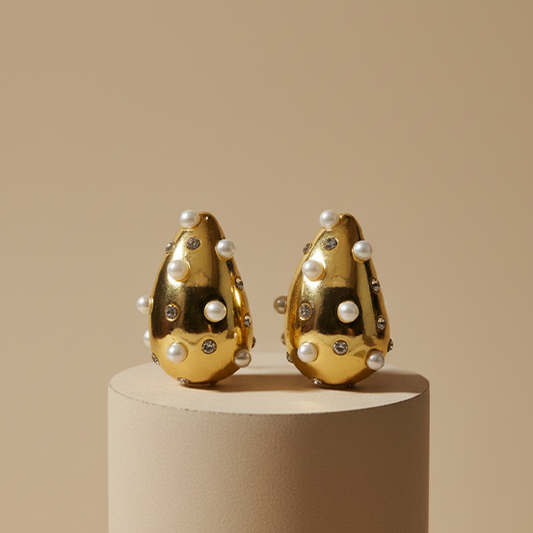 Gold Pearl Stud Earrings