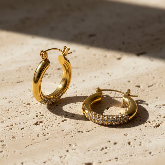 Gold Crystal Hoop Earrings