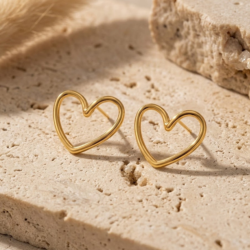 Minimal Heart Stud Earrings