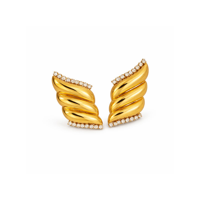 Gold Twisted Crystal Stud Earrings