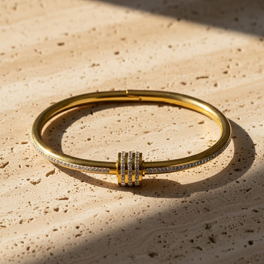 Gold Crystal Handcuff Bracelet