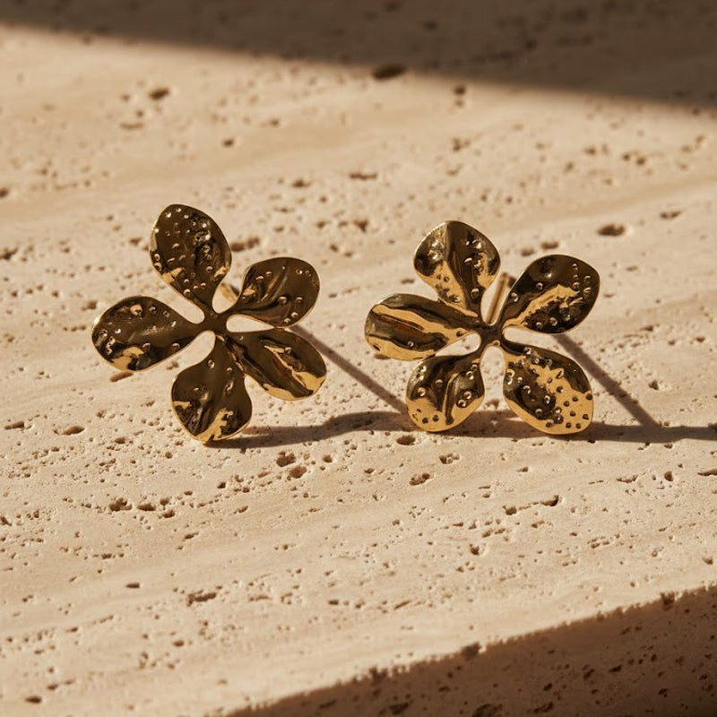 Gold floral earrings