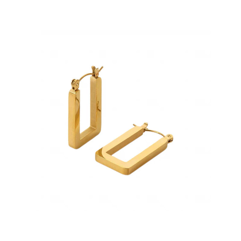 Gold Rectangular Hoop Earrings
